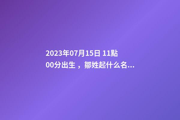 2023年07月15日 11點00分出生，鄒姓起什么名字好聽？名字要八字